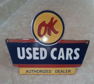 Vintage Ok Cars Chevrolet Gm Dealership Shop Service Porcelain Sign