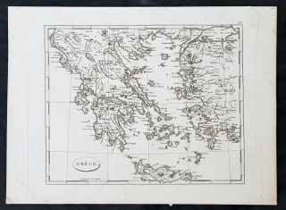 1799 Jean Nicolas Buache Antique Map Of Greece,  Crete,  Turkey