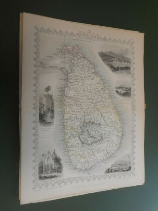 100 Large Ceylon Sri Lanka Map By J Tallis C1858 Vgc Colour