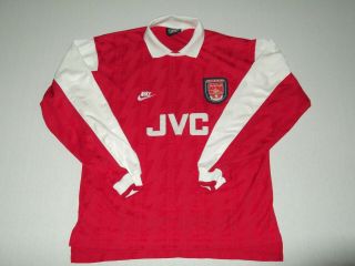Arsenal Fc Vintage 1994/96 Match Worn Number 3 Red Nike Home Football Shirt Ls