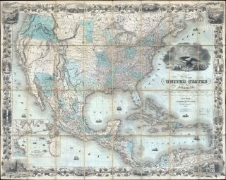 1849 Colton Map Of United States (texas At Fullest) (first Edition) (gold Rush)