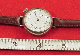 Vintage 32mm 0size 15 Jewels Wire Lug Ww1 Waltham Wristwatch Tickabit 1913