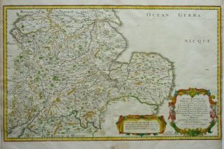 Antique Map Of The English Midlands By Nicolas Sanson 1654