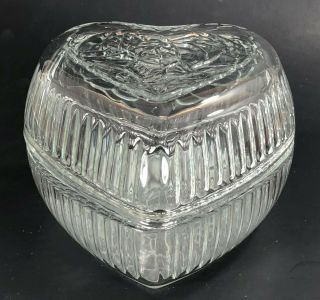 Lady Love Heart Shaped Glass Candy Dish With Lid by Home Interiors 2