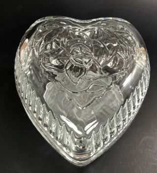 Lady Love Heart Shaped Glass Candy Dish With Lid by Home Interiors 3