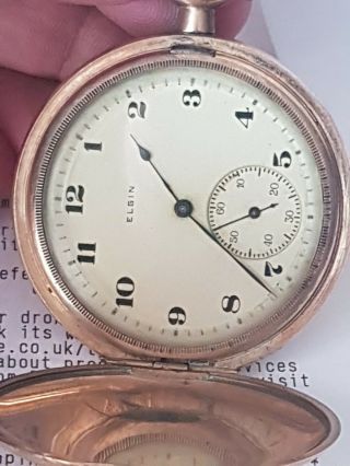 Vintage Elgin Watch Co Gold Plated Full Hunter Pocket Watch 46mm