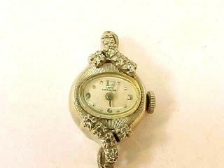 Lovely Vintage Lady Hamilton 14k White Gold With Diamonds Womens Watch 8.  7 Grams