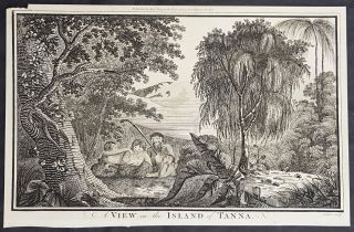 1784 Anderson Antique Print View & Family Tanna Island Vanuatu - Capt Cook 1774