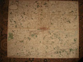 W Faden Very Large 18th C Map Of London The Country 25 Miles Round London 1796