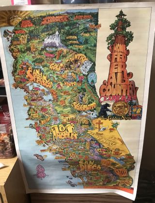 Extremely Rare Vintage California Set Of 2 Maps By D.  Millsap 1972 & 1973