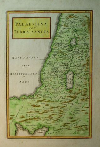 Antique Map Of Palestine By Christoph Cellarius 1789