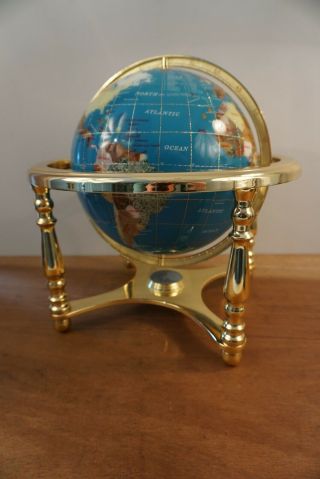 Lapis Gem Stone World Terrestrial Globe