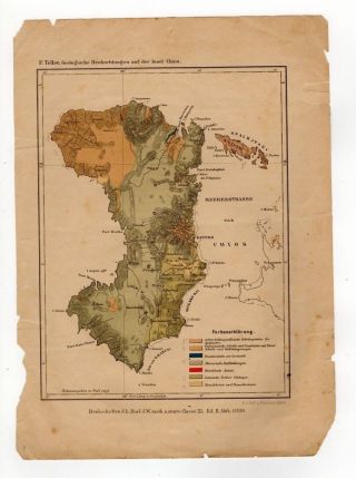 Greece Rare Geological Map Of Chios 1880 Scio