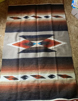 Vintage Native American Navajo Hand Woven Wool Weave Rug