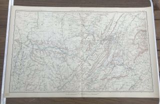 Antique Civil War Map No.  149 Topographic Map Of Nc Tn Al Ga And Mississippi