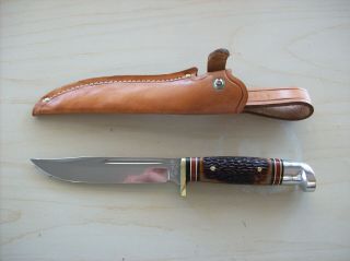 Vintage Western Knife U.  S.  A.  Model 648a Looks Fact Edge W/orig.  Sheath