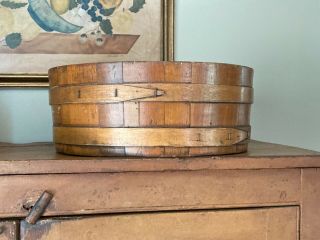 Antique Vintage Primitive Wooden Firkin Style Staved Bowl Bucket Container 16 " D