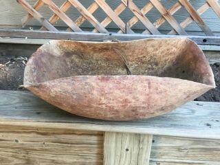 Unique Primitive Wooden Bowl With Leather Strap