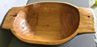 Antique Large 21x13 Deep Wooden Hand Carved Bread Dough Bowl Trencher Vintage
