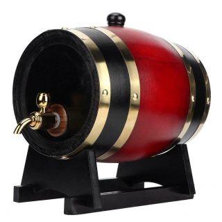 3l Vintage Oak Barrel Wood Wine Keg Bucket Dispenser Home Brewing Equipment Ac T