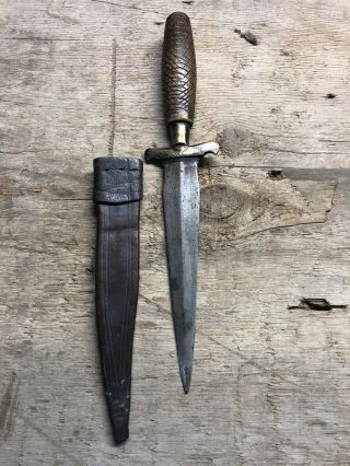18th Century Revolutionary War Era Soldiers Belt Knife/dagger W/leather/sheath