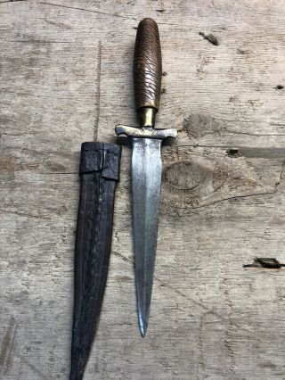 18th Century Revolutionary War Era Soldiers Belt Knife/dagger W/Leather/Sheath 2