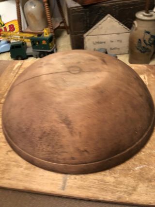 15” Antique Early Large Primitive Wooden Dough Bowl With Rim.  Aafa