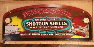 Vintage Winchester Shotgun Shell Ammo Hand - Painted Display Sign / Trade Sign