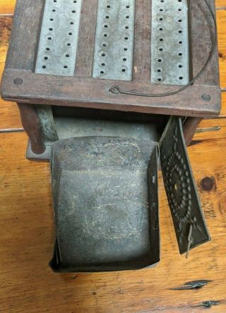 Coal Foot Warmer For Sleigh Carriage Church In Winter Wood Punched Tin W/ Tray