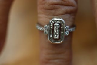 Vintage 10k White Gold Ring And Diamonds Size 5 Women 