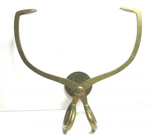 Vintage Big Large Brass Ice Tongs Paper Towel Holder Wall Mount Farmhouse