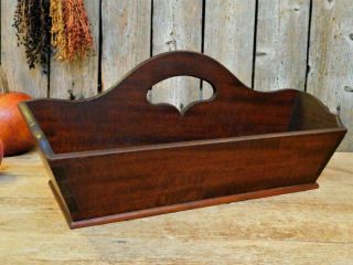 Rare Early Antique Wooden Cutlery Tray Kitchen Utensil Box Aafa Signed