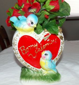 Vintage Japan 194 Be My Valentine Planter Norcrest Bluebird Figurine Ceramic