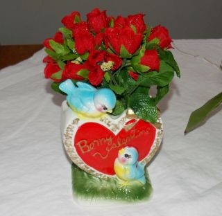 Vintage Japan 194 Be My Valentine Planter Norcrest Bluebird Figurine Ceramic 2