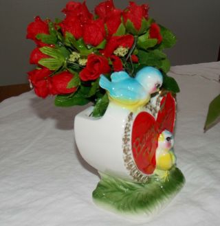 Vintage Japan 194 Be My Valentine Planter Norcrest Bluebird Figurine Ceramic 3