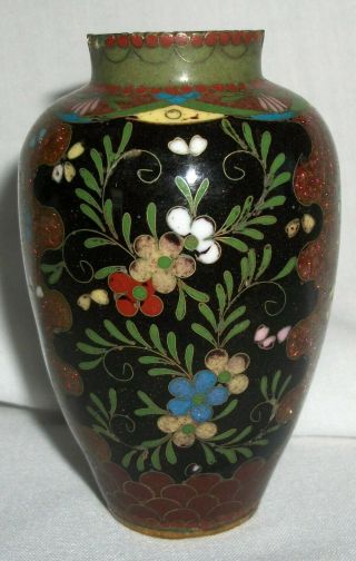 Vintage Chinese Cloisonne Enamel on Brass Vase Antique China 3 1/2 