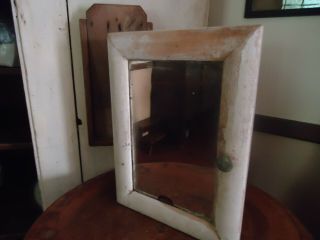 Old Primitive Antique Medicine Cabinet With Mirror & Hinged Door Early Wall Box