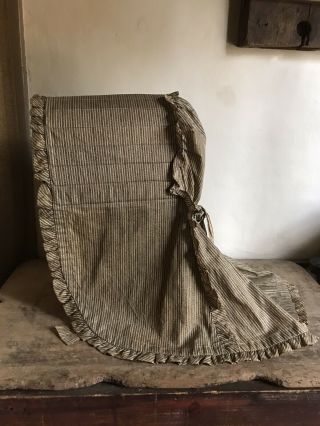 Huge Early Antique Handmade Brown Black Staved Ladies Bonnet Textile Aafa