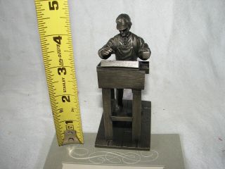 Vintage Franklin Colonial Pewter Metal Figure Statue 1974 The Printer