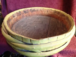 Large,  Dated 1861 Antique Handmade Wood Bowl Tray Primitive Folk Art Scandinavia