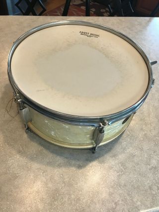 Gretsch Vintage Round Badge Snare Drum 6.  5x14 White Pearl