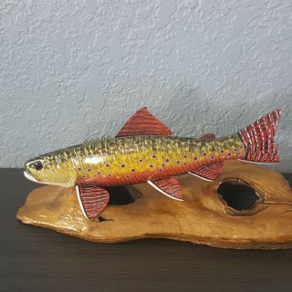 Carl Christiansen Brook Trout Fish Decoy Lure Wood Carving Folk Art