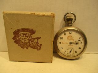 Vintage Buster Brown Shoes Advertising Pocket Watch With Box
