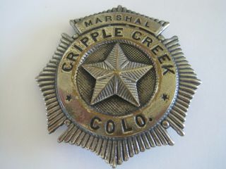 Marshal Badge Cripple Creek Colorado Vintage