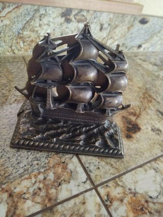 2 Vintage “victory”brass Ship Boat Bookends Nautical Sailing Decor
