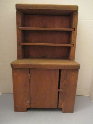 Vintage Handmade Primitive Child’s Wooden Cabinet Hutch Cupboard
