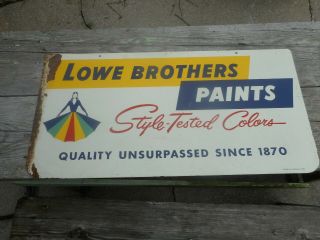 Vintage 2 - Sided Lowe Brothers Metal Store Dealer Advertising Sign