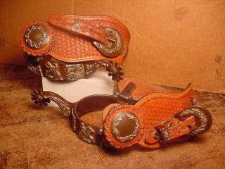 Vintage Fancy Western/cowboy Horse Spurs W/leather Straps - No Res.
