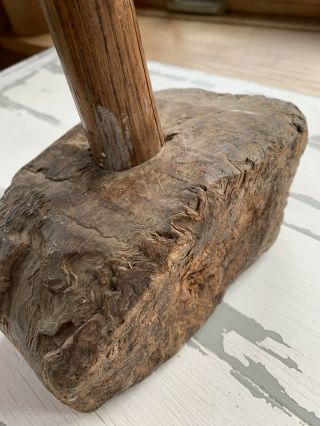Antique Vintage Primitive Wood Mallet Hammer Tool Decor