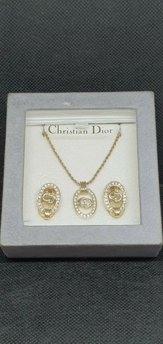 Christian Dior Vintage Pendant And Earrings Suite Of Letters " Cd "